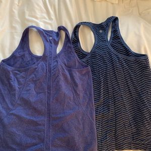 TWO Lulu swiftly tank tops - great blues - size 12